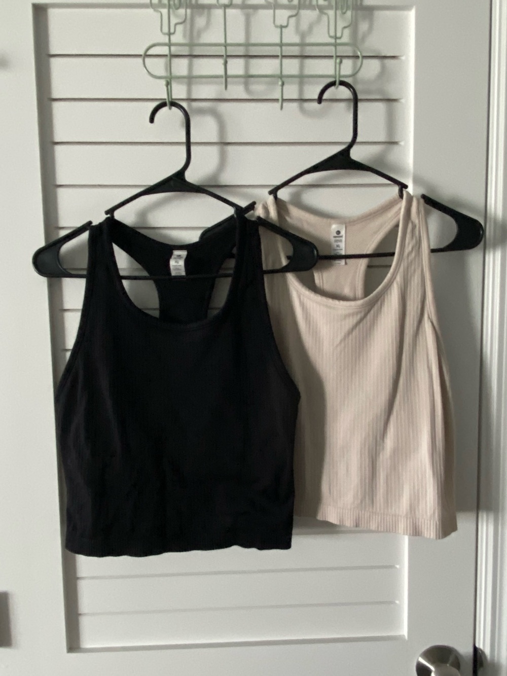 90 Degree Reflex Ribbed Athletic Tank Set Cream and Black Size XL